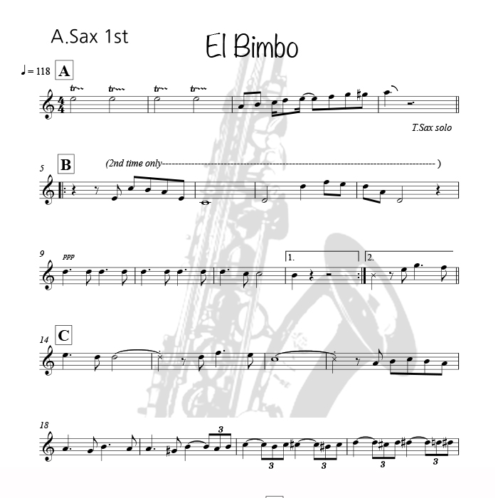 El Bimbo (엘 빔보) - 색소폰 앙상블 악보