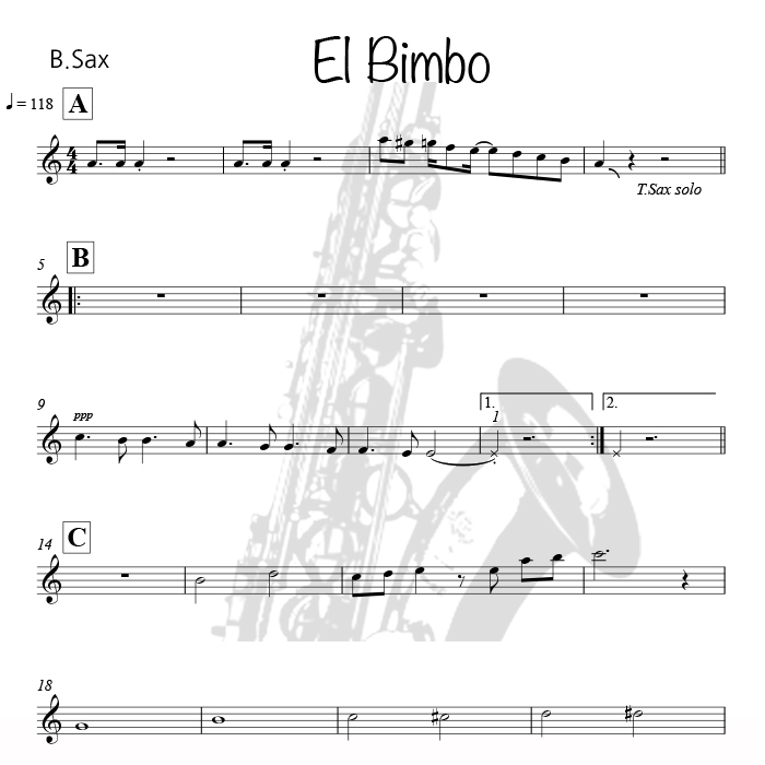 El Bimbo (엘 빔보) - 색소폰 앙상블 악보